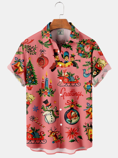Men's Christmas Funny Graphic Short Sleeve Hawaiian Shirt